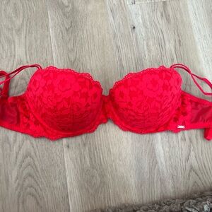 Red lace bra